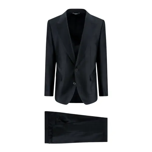Dolce & Gabbana , Black Aw23 Silk Single Breasted Suit ,Black male, Sizes: