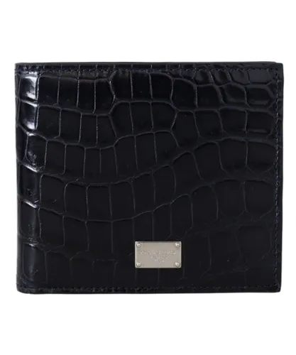 Dolce & Gabbana Black Bifold Card Holder Mens Exotic Leather Wallet - One Size
