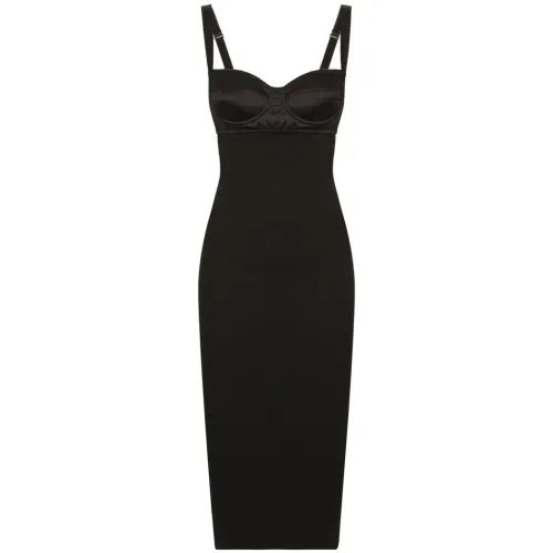 Dolce & Gabbana , Black Bustier-Style Dress with Open Back ,Black female, Sizes: