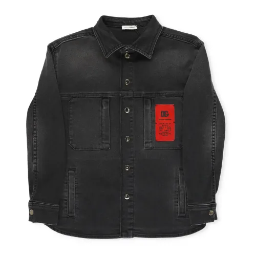 Dolce & Gabbana , Black Cotton Jeans Shirt for Boys ,Black male, Sizes: