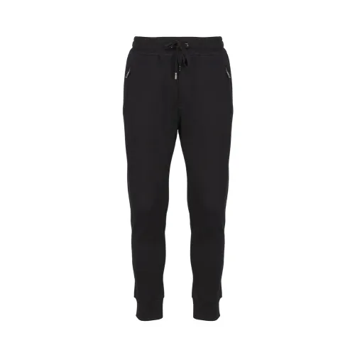 Dolce & Gabbana , Black Cotton Jogging Pants with Logo Plate ,Black male, Sizes: