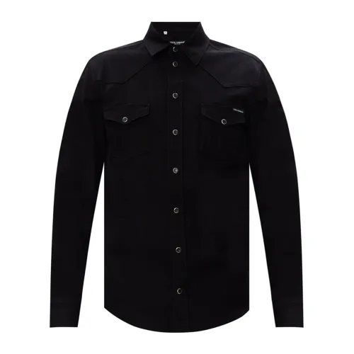 Dolce & Gabbana , Black Cotton Shirt for Men ,Black male, Sizes: