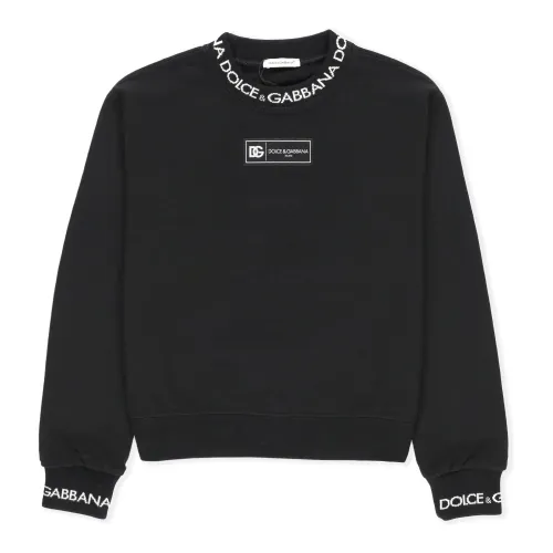 Dolce & Gabbana , Black Cotton Sweatshirt for Boys ,Black male, Sizes:
