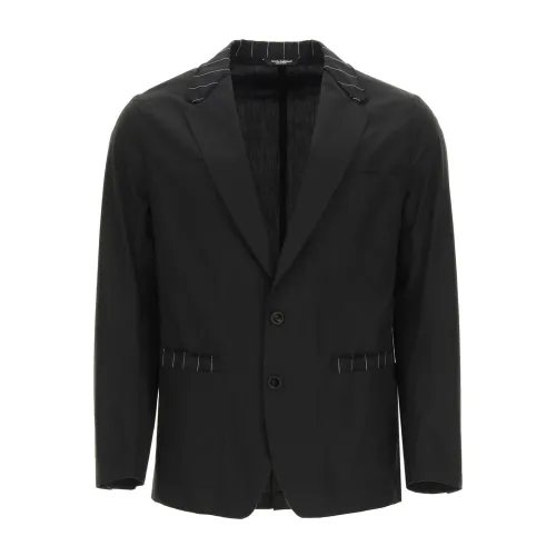 Dolce & Gabbana , Black Deconstructed Tailored Jacket ,Black male, Sizes: