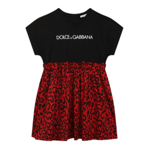 Dolce & Gabbana , Black Dresses with Logo Print ,Black female, Sizes: