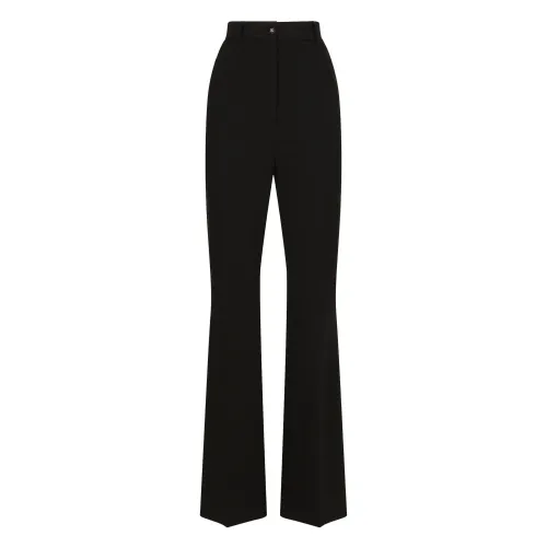 Dolce & Gabbana , Black Flared Rib Pants ,Black female, Sizes: