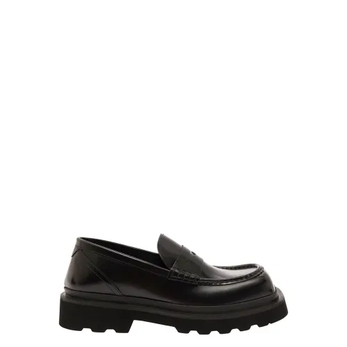 Dolce & Gabbana , Black Flat Shoes with Square Toe ,Black male, Sizes: