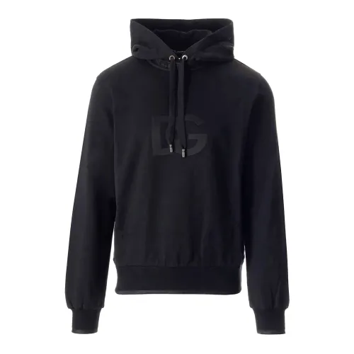 Dolce & Gabbana , Black Hooded Sweatshirt ,Black male, Sizes: