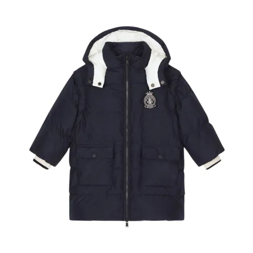 Dolce & Gabbana , Black Hooded Winter Jacket for Boys ,Blue male, Sizes: