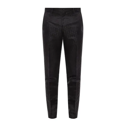 Dolce & Gabbana , Black Jacquard Lurex Trousers for Men ,Black male, Sizes: