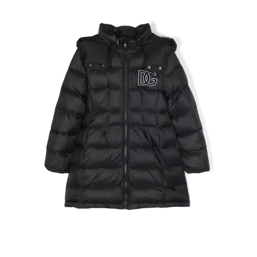 Dolce & Gabbana , Black Kids Coats with Removable Hood ,Black male, Sizes: