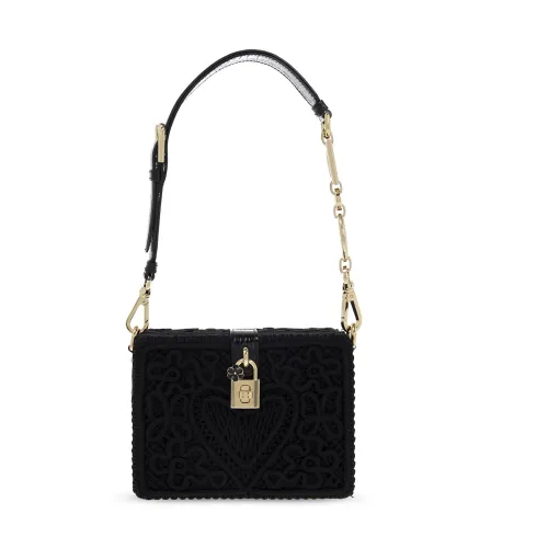 Dolce & Gabbana , Black Lace Box Handbag ,Black female, Sizes: ONE SIZE