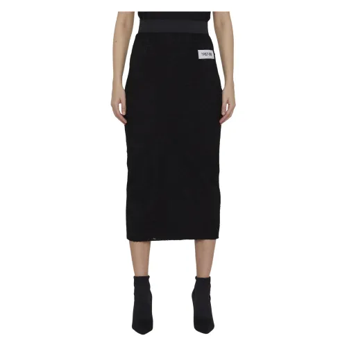 Dolce & Gabbana , Black Lace Midi Skirt Ss23 ,Black female, Sizes: