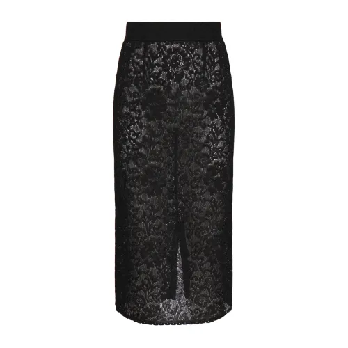 Dolce & Gabbana , Black Lace Stitch Midi Pencil Skirt ,Black female, Sizes: