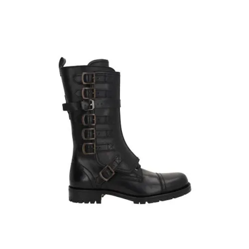 Dolce & Gabbana , Black Leather Anfibio Boots ,Black male, Sizes: