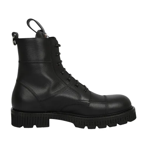Dolce & Gabbana , Black Leather Ankle Boots, Classic Style ,Black male, Sizes: