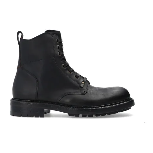 Dolce & Gabbana , Black Leather Ankle Boots for Men ,Black male, Sizes: