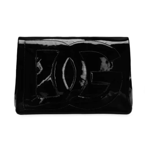 Dolce & Gabbana , Black Leather Bag with Embossed Logo ,Black female, Sizes: ONE SIZE