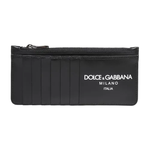 Dolce & Gabbana , Black Leather Credit Card Wallet ,Black male, Sizes: ONE SIZE