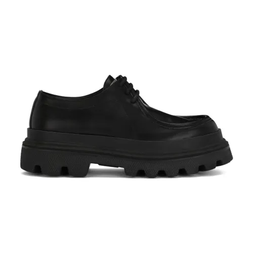 Dolce & Gabbana , Black Leather Derby Shoes ,Black male, Sizes: