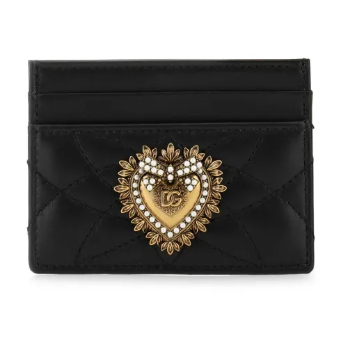 Dolce & Gabbana , Black Leather Devotion Card Holder ,Black female, Sizes: ONE SIZE