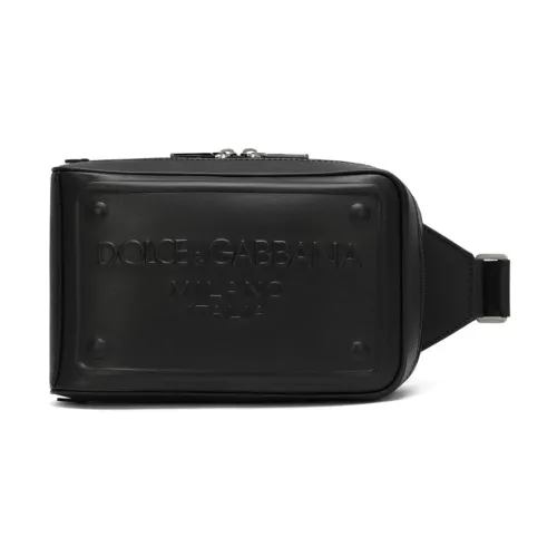 Dolce & Gabbana , Black Leather Shoulder Bag with Logo ,Black male, Sizes: ONE SIZE