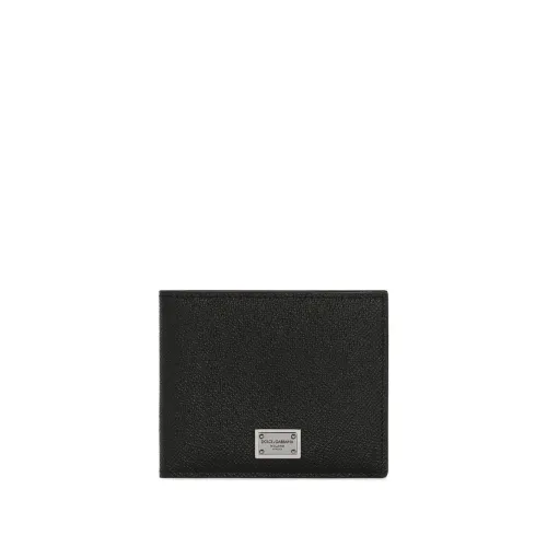 Dolce & Gabbana , Black Leather Wallets Small Goods ,Black male, Sizes: ONE SIZE