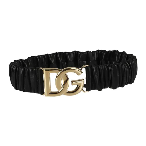 Dolce & Gabbana , Black Logo-Buckle Leather Belt ,Black female, Sizes: