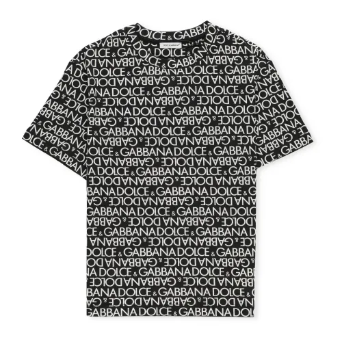Dolce & Gabbana , Black Logo Cotton T-shirt for Boys ,Black male, Sizes: