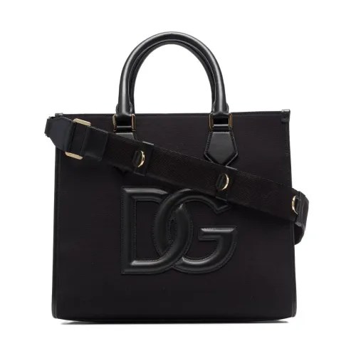 Dolce & Gabbana , Black Logo-Patch Tote Bag ,Black unisex, Sizes: ONE SIZE