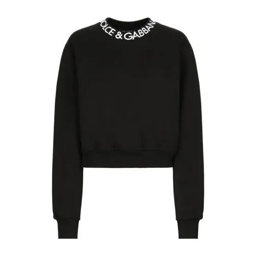 Dolce & Gabbana , Black Logo Sweatshirt with Long Sleeves ,Black female, Sizes: