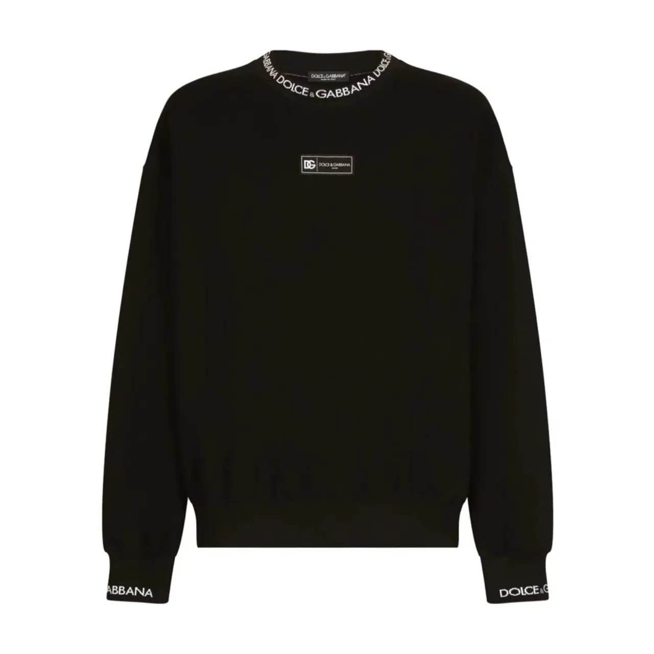 Dolce & Gabbana , Black Logo Sweatshirt with Oversize Fit ,Black male, Sizes: