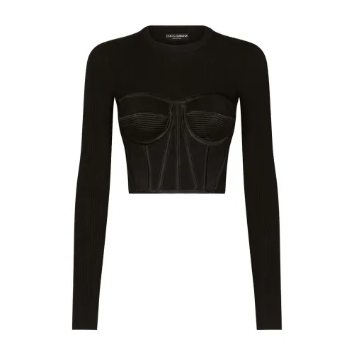 Dolce & Gabbana , Black Long Sleeve Sweater - Elegant Style ,Black female, Sizes: