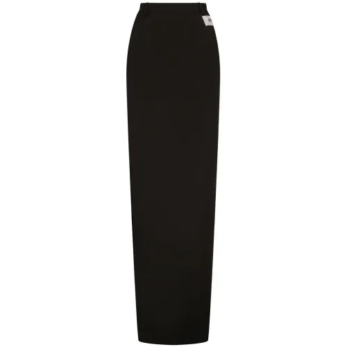 Dolce & Gabbana , Black Maxi Skirt with Unique Number Patch ,Black female, Sizes: