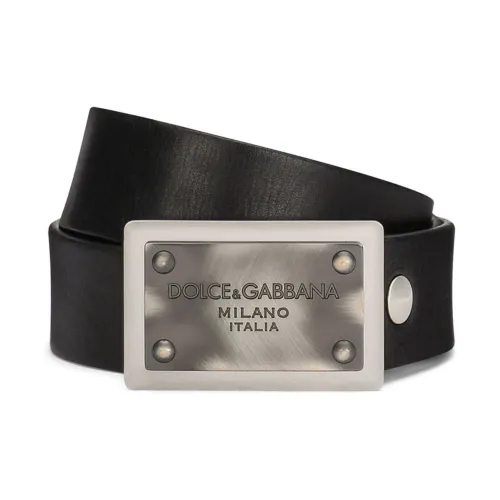 Dolce & Gabbana , Black Men`s Belts Aw23 ,Black male, Sizes: