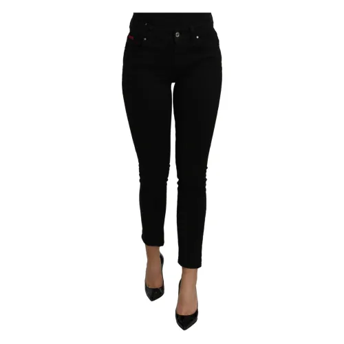 Dolce & Gabbana , Black Mid Waist Slim Denim Stretch Jeans ,Black female, Sizes:
