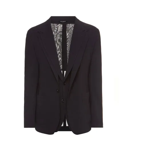 Dolce & Gabbana , Black Notch Lapel Blazer for Men ,Black male, Sizes: