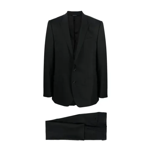 Dolce & Gabbana , Black Peak Lapel Suit ,Black male, Sizes: