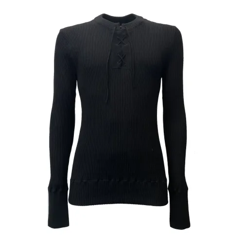 Dolce & Gabbana , Black Ribbed Wool Knit Sweater ,Black male, Sizes: