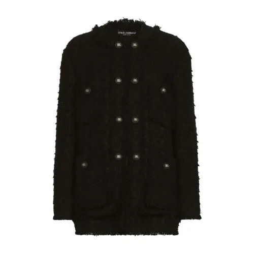 Dolce & Gabbana , Black Rush-Stitch Jacket ,Black female, Sizes: