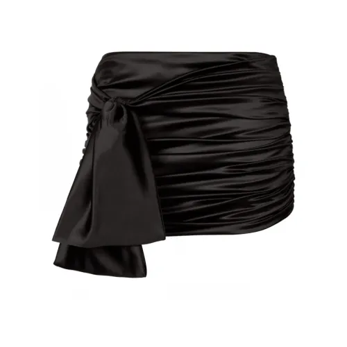 Dolce & Gabbana , Black Satin Knot-Detail Miniskirt ,Black female, Sizes:
