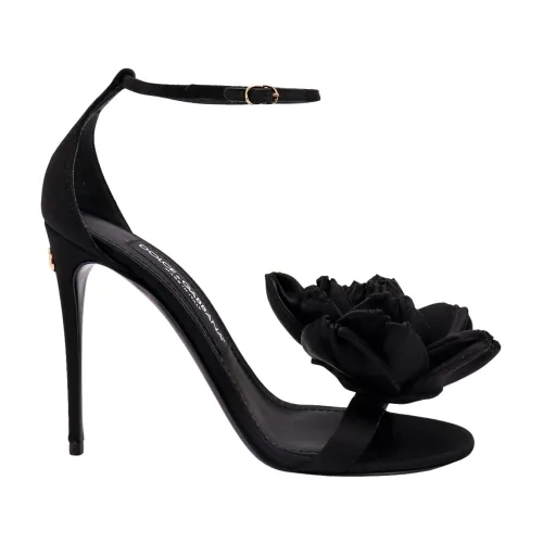 Dolce & Gabbana , Black Satin Stiletto Sandals ,Black female, Sizes: