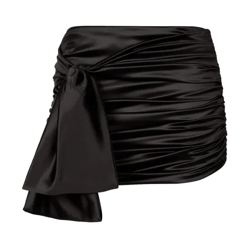Dolce & Gabbana , Black Silk Draped Skirt ,Black female, Sizes: