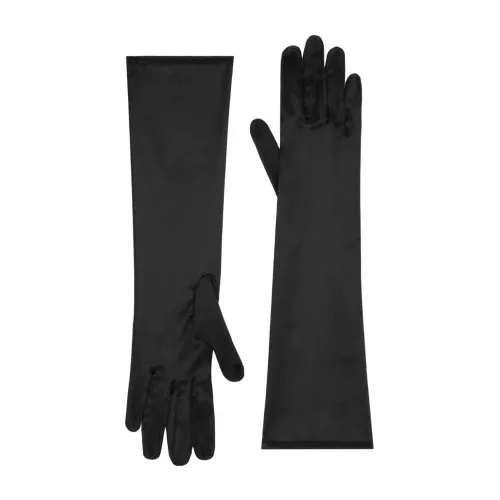 Dolce & Gabbana , Black Silk Elbow Length Gloves ,Black female, Sizes: