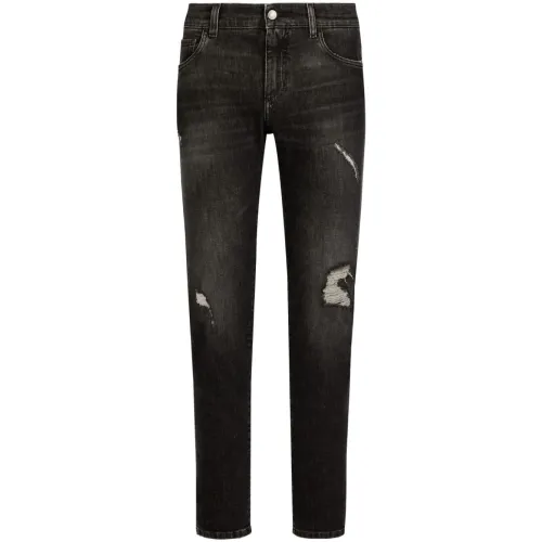 Dolce & Gabbana , Black Slim-Fit Stretch Denim Jeans ,Black male, Sizes:
