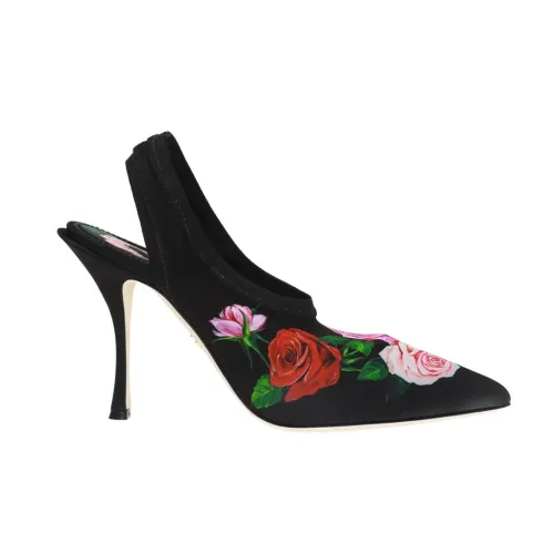 Dolce & Gabbana , Black Slingback Pumps with Printed Design ,Black female, Sizes: