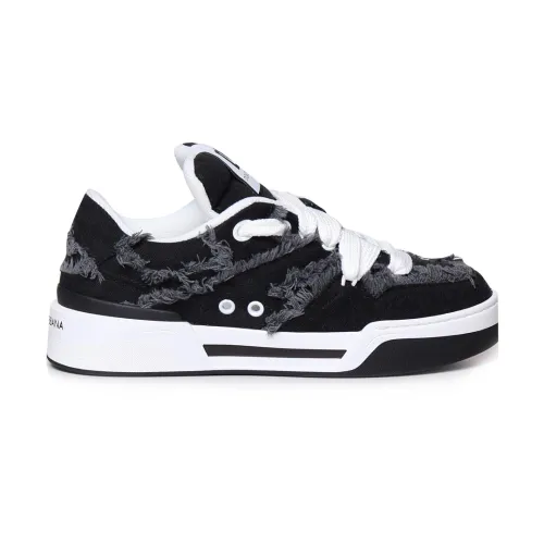 Dolce & Gabbana , Black Sneakers with Logoed Details ,Black male, Sizes: