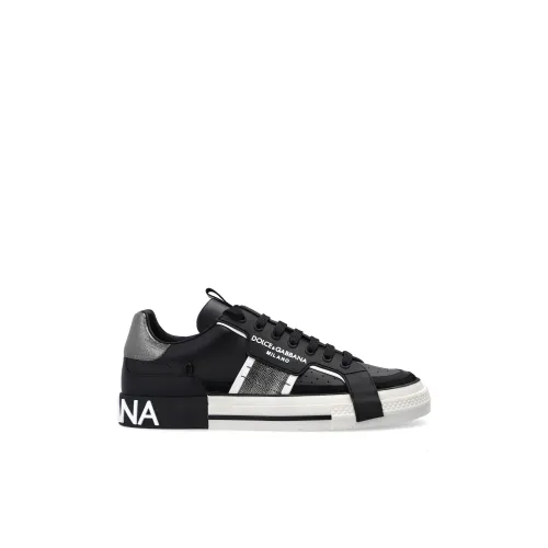 Dolce & Gabbana , Black Sneakers with White Rubber Sole ,Black male, Sizes: