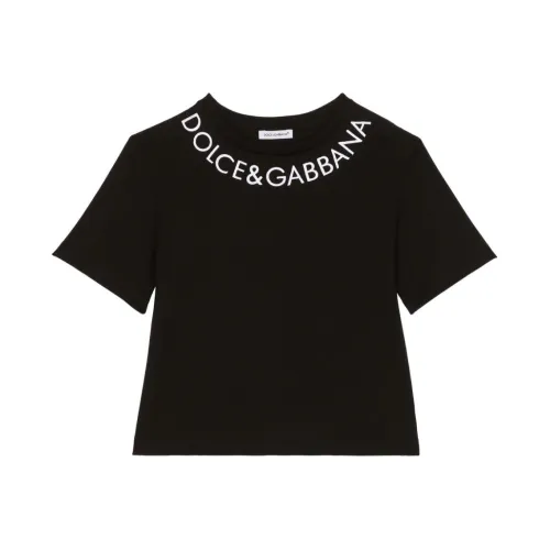 Dolce & Gabbana , Black T-Shirts & Polos for Boys ,Black male, Sizes: