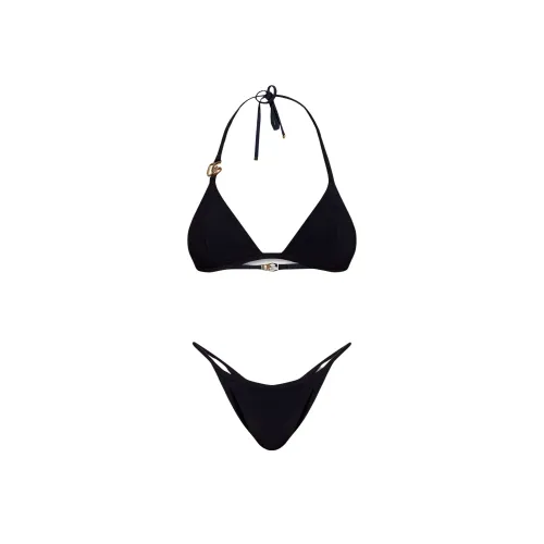 Dolce & Gabbana , Black Triangle Top Swimsuit Set ,Black female, Sizes: